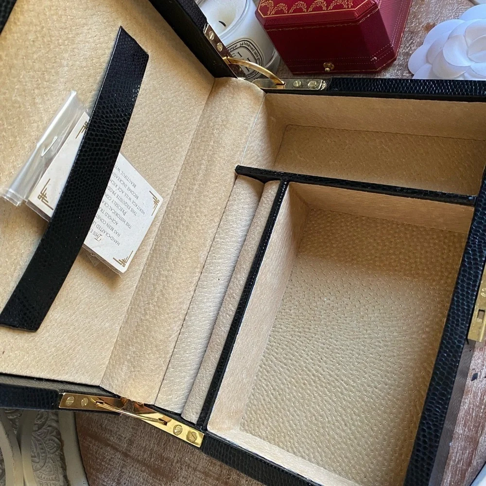 Handcrafted Leather Jewel Box with lock and key made in Spain for Neiman…